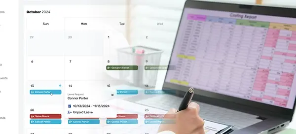 HR professional using leave management software to track employee annual leave and absences